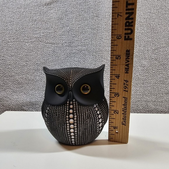 Owl Debossed Resin Figurine‎ Decoration Minimalist Modern Polka Dot Black White - Picture 10 of 11